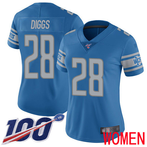 Detroit Lions Limited Blue Women Quandre Diggs Home Jersey NFL Football 28 100th Season Vapor Untouchable